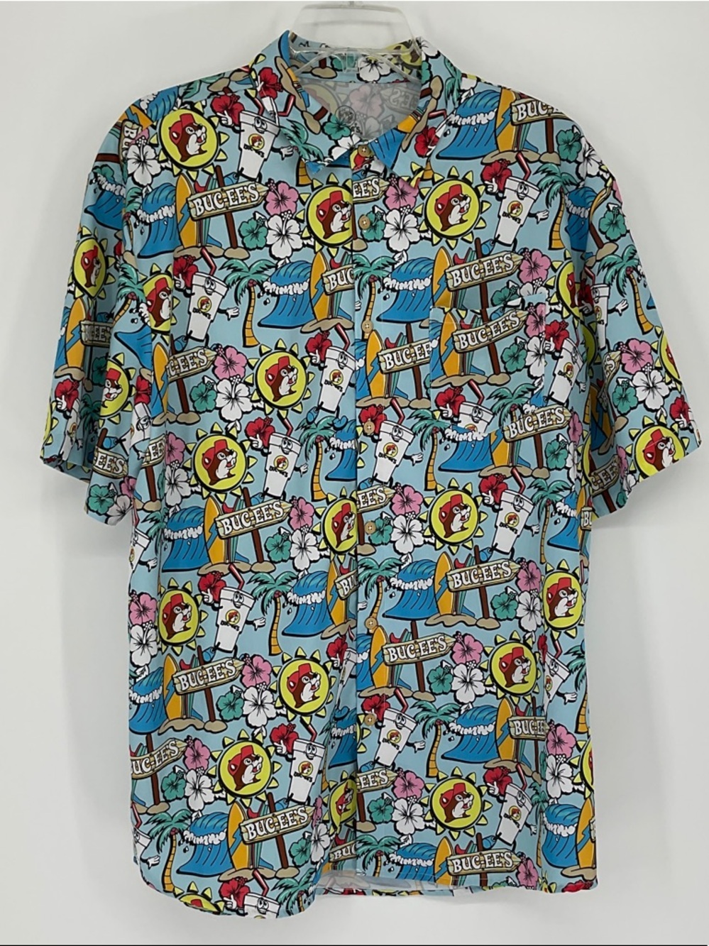 Buc-ee’s Hawaiian Camp Shirt Mens XL Tropical Beaver All Over Print Button Up